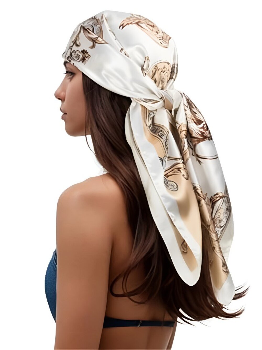 Head Scarf for Women Like Silk Scarf Hair Scarf Printed Square Scarf